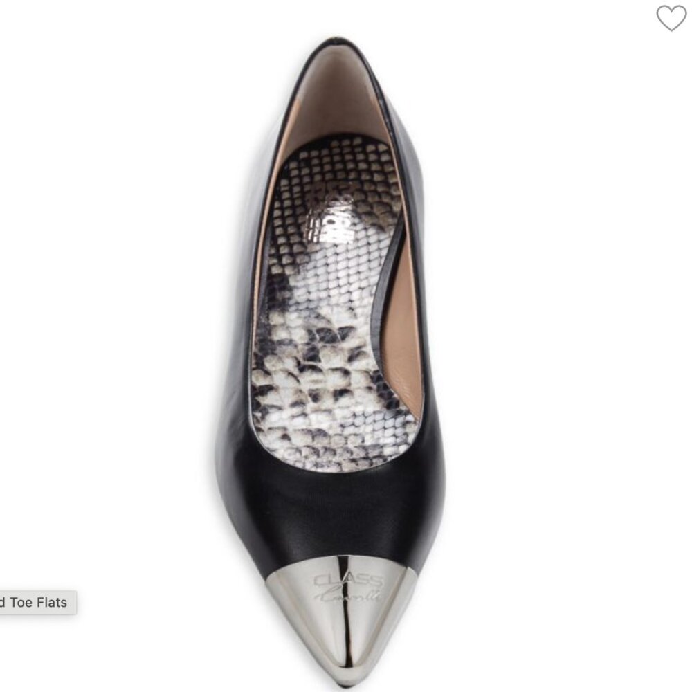 cavalli CLASS 0BLeather Pointed Toe Flats size 9.5 in Black